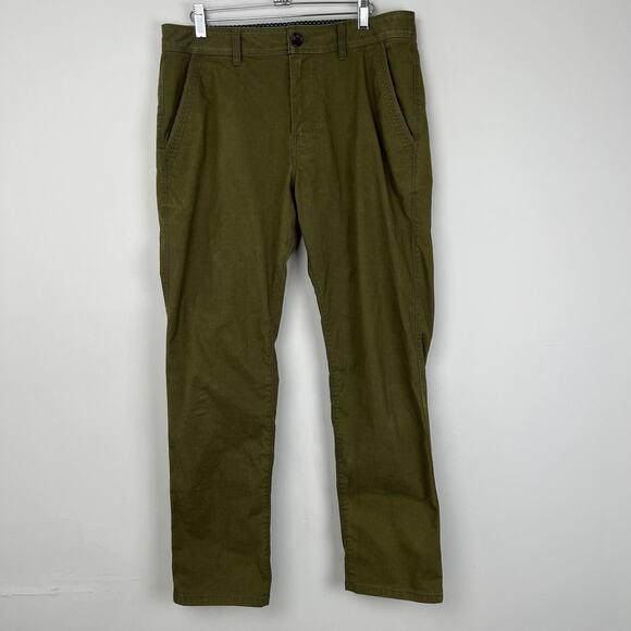 Prana Pants Mens 32 Green Brion Straight Fit Stretch Hiking Climbing Organic - Picture 1 of 7
